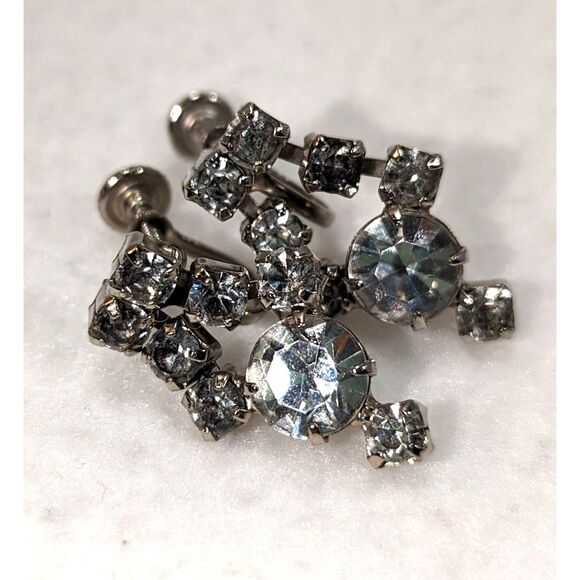 Vintage Rhinestone Drop Screw Back Earrings - Picture 5 of 8